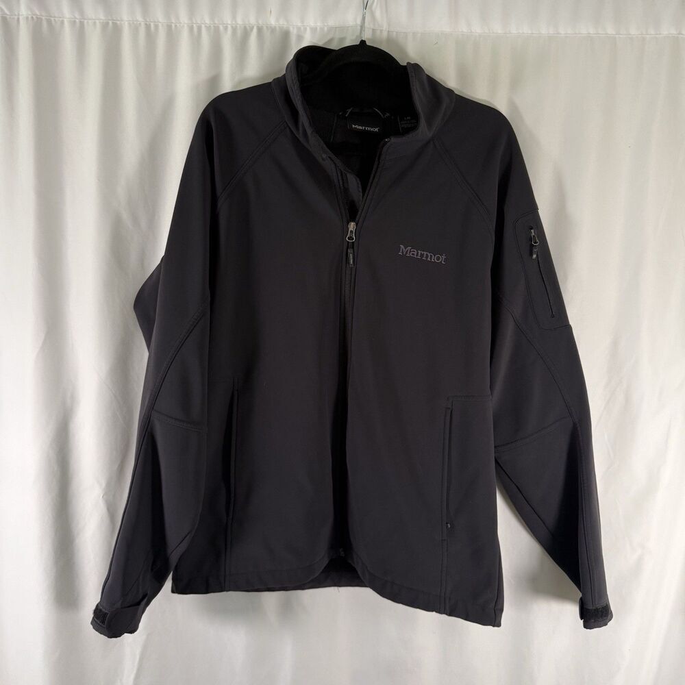 Marmot Coat Jacket Men's Large Black Full Zip Nylon Zip Pockets Fleece Lined